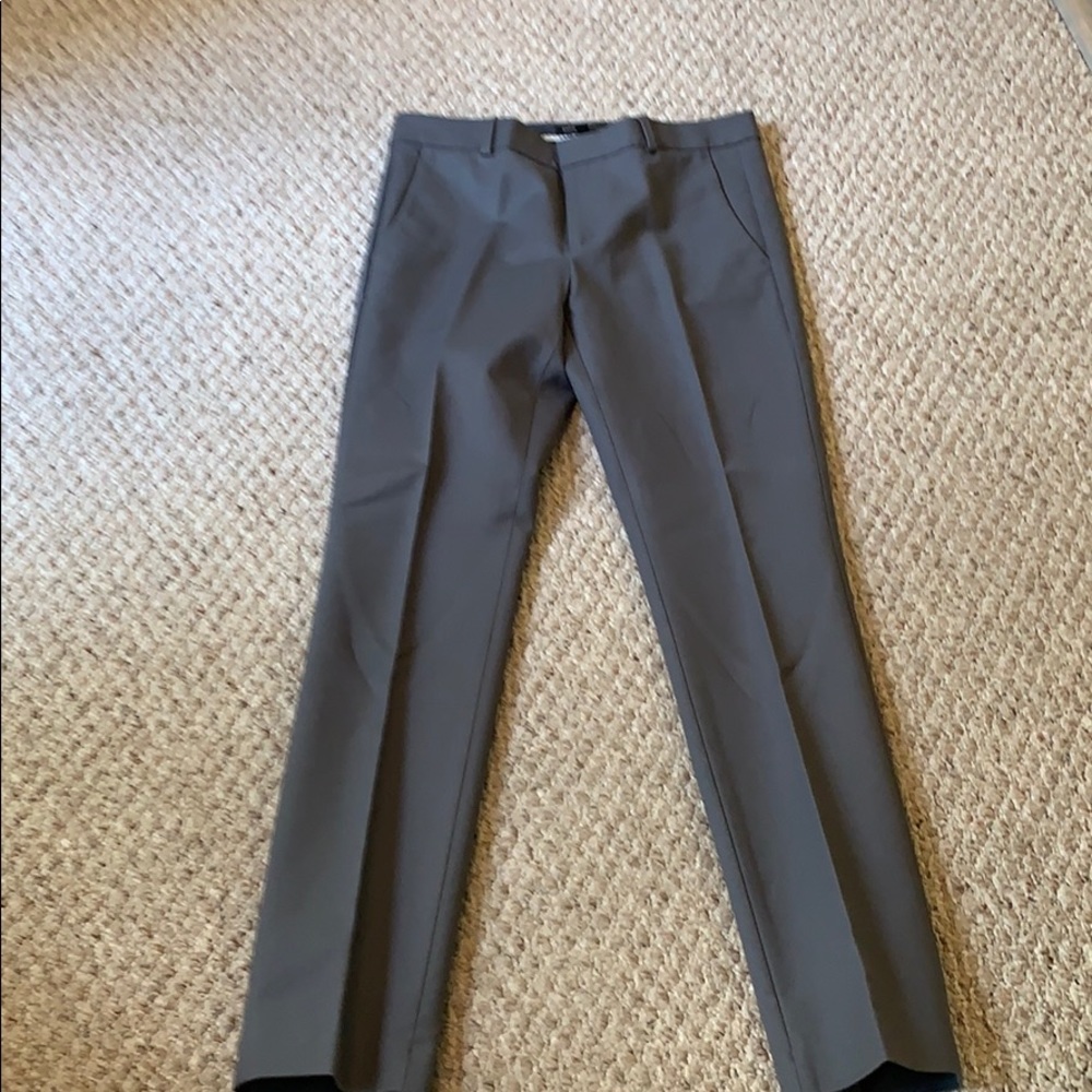 Gray chino-like trousers